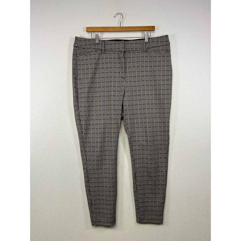 Dark Academia Maurices Womens 18W Black Tan Houndstooth Tapered Dress Pants